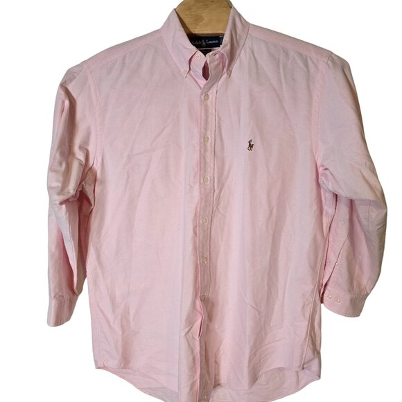 Ralph Lauren Button Down Shirt Size 16.5 Men's Pink Long Sleeve Logo - Picture 2 of 5